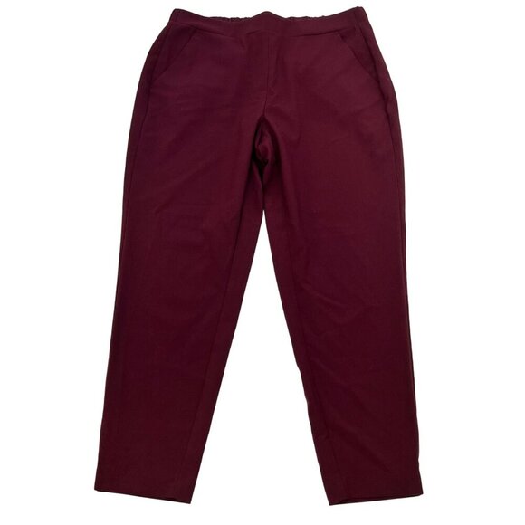 Nine West Women’s Cropped Pants Pull On Maroon Size Large Pockets - Picture 1 of 10